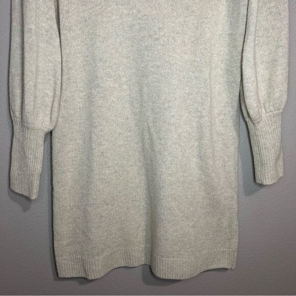 Madewell Neutral Wool Blend Bubble Sleeve V Neck Knit Sweater Dress size Small - Picture 5 of 8